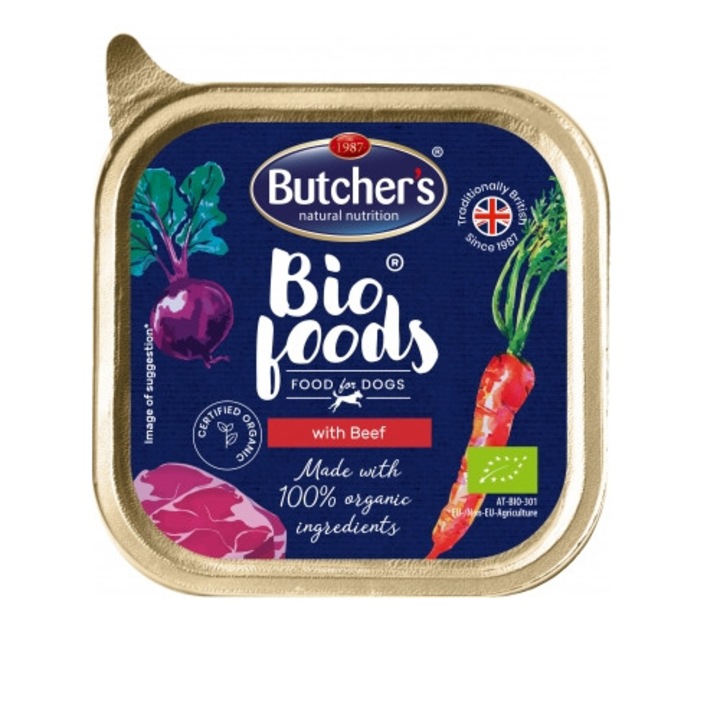 Bio butcher kutyahús, 63% hús, gluténmentes, borjúhús, 150g