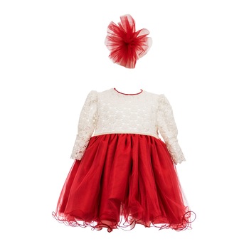 Rochie botez Nina, culoare alb-rosu, varsta 12 luni Rochie botez Nina, culoare alb-rosu, varsta 12 luni