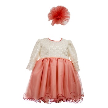 Rochie botez Nina, culoare alb-roz, varsta 12 luni Rochie botez Nina, culoare alb-roz, varsta 12 luni