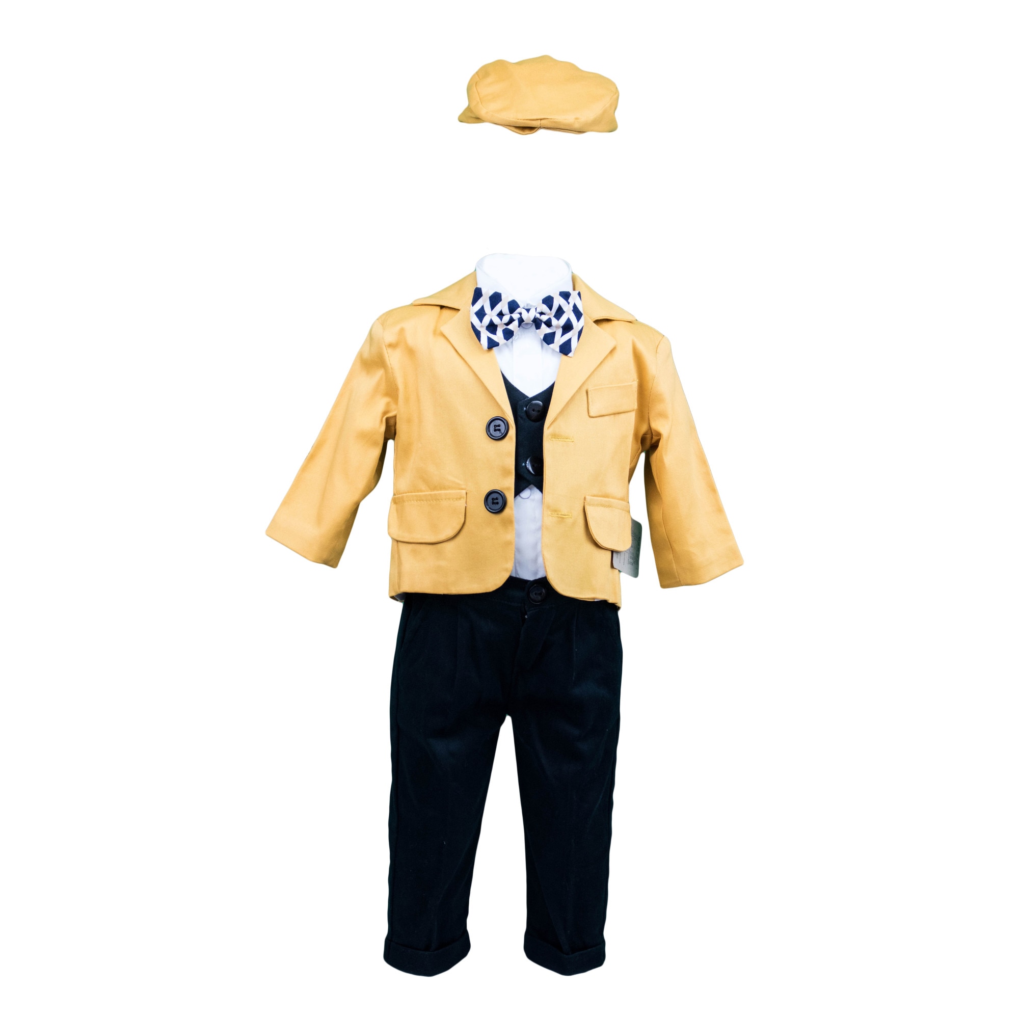 Costum botez Player, culoare galben mustar, varsta 0-3 luni