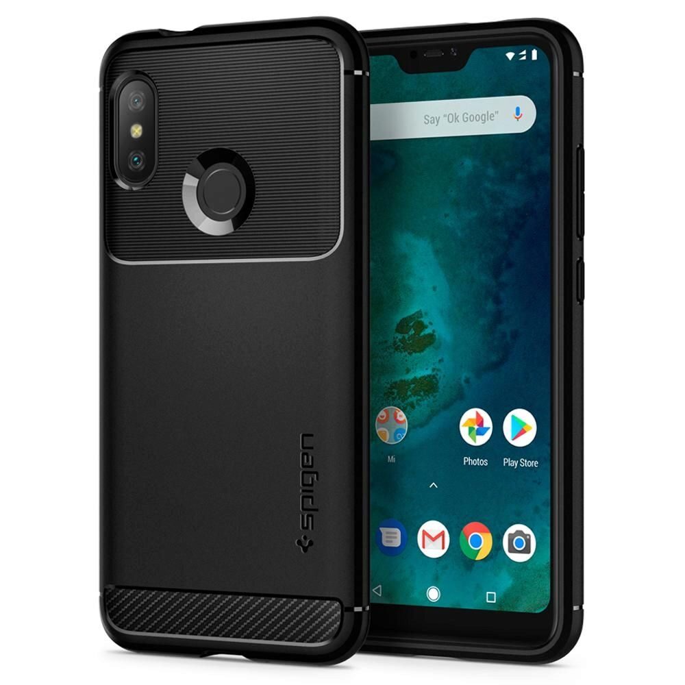 Husa Antisoc Spigen Rugged Armor pentru Xiaomi Mi A2 Lite, Protectie la Standarde Militare, Negru