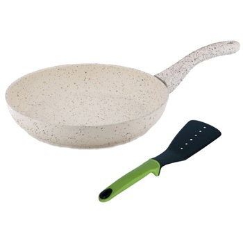 Tigaie Hascevher Germanitium granite 26cm culoare crem cadou spatula lata Tigaie Hascevher Germanitium granite 26cm culoare crem cadou spatula lata