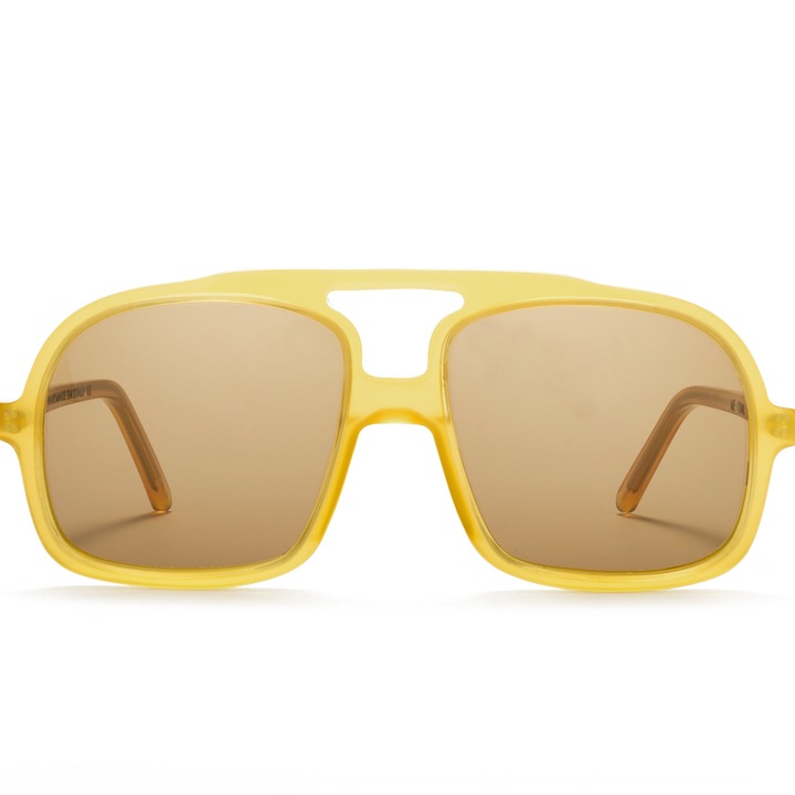 Ochelari de soare handmade barbati MIRAZ Eyewear Electric Yellow - Full Brown