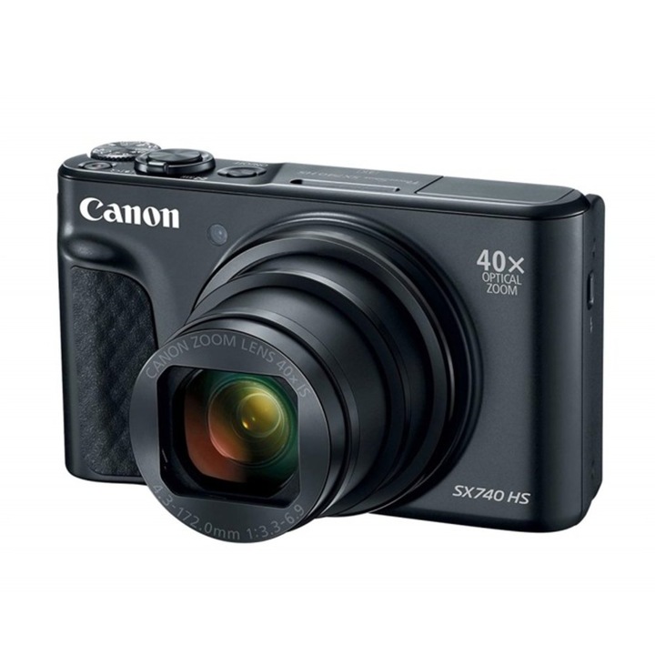 Фотоапарат Canon PowerShot SX740 HS (черен), 40x оптично увеличение, 20.3Mpix, 3,0"(7,5 cm) TFT дисплей, Wi-Fi, Bluetooth, SD/SDHC/SDXC слот, USB Micro-B, HDMI Micro