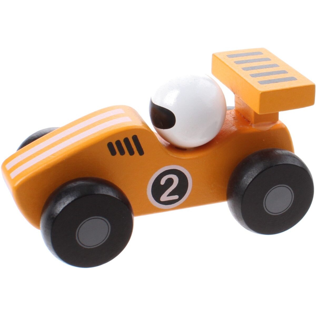 Jucarie din lemn Jouéco, Masina de curse, lungime 13 cm, Portocaliu