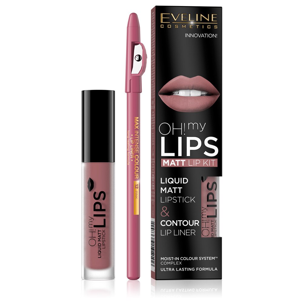 Set ruj lichid mat si creion contur Eveline Oh! My Lips 04