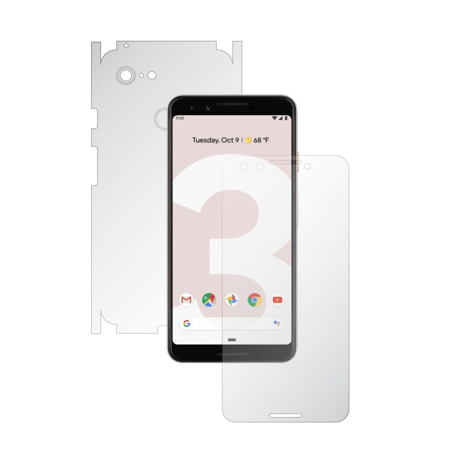 Folie Full Body Invisible Skinz UHD AutoRegeneranta pentru Google Pixel 3 - Folie Protectie Siliconica Ultra-Clear cu taiere 360 Cut pentru Ecran, Carcasa Spate si Laterale, Skin Adeziv Transparent, Edge to Edge Cover