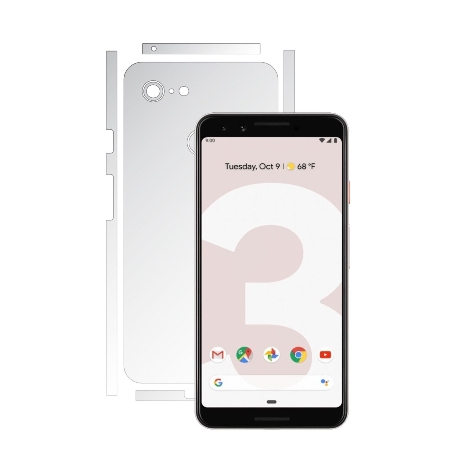 Folie Protectie spate Invisible Skinz HD pentru Google Pixel 3 - Folie Siliconica Ultra-Clear cu taiere Split Cut pentru Carcasa Spate si Laterale, Skin Adeziv Transparent, Edge to Edge Full Case Cover