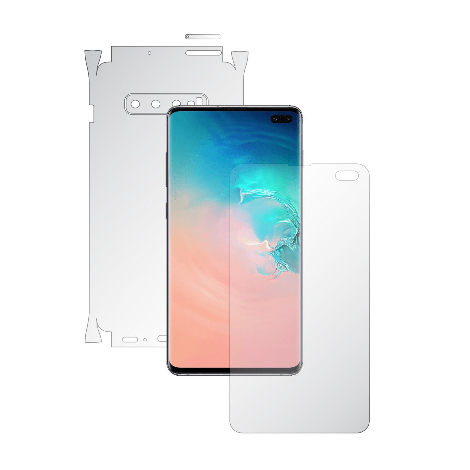 Folie Full Body Invisible Skinz UHD AutoRegeneranta pentru Samsung Galaxy S10+ Plus - Folie Protectie Siliconica Ultra-Clear cu taiere 360 Cut pentru Ecran, Carcasa Spate si Laterale, Skin Adeziv Transparent, Edge to Edge Cover