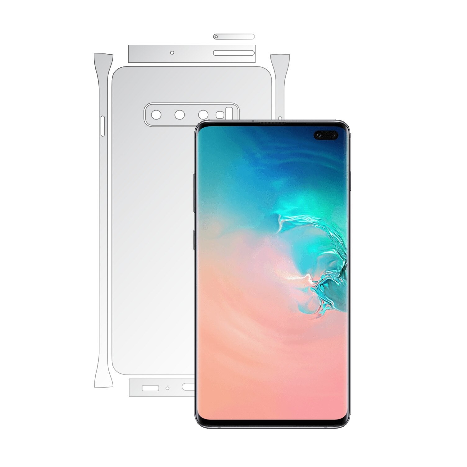 Folie Protectie spate Invisible Skinz UHD AutoRegeneranta pentru Samsung Galaxy S10+ Plus - Folie Siliconica Ultra-Clear cu taiere Split Cut pentru Carcasa Spate si Laterale, Skin Adeziv Transparent, Edge to Edge Full Case Cover