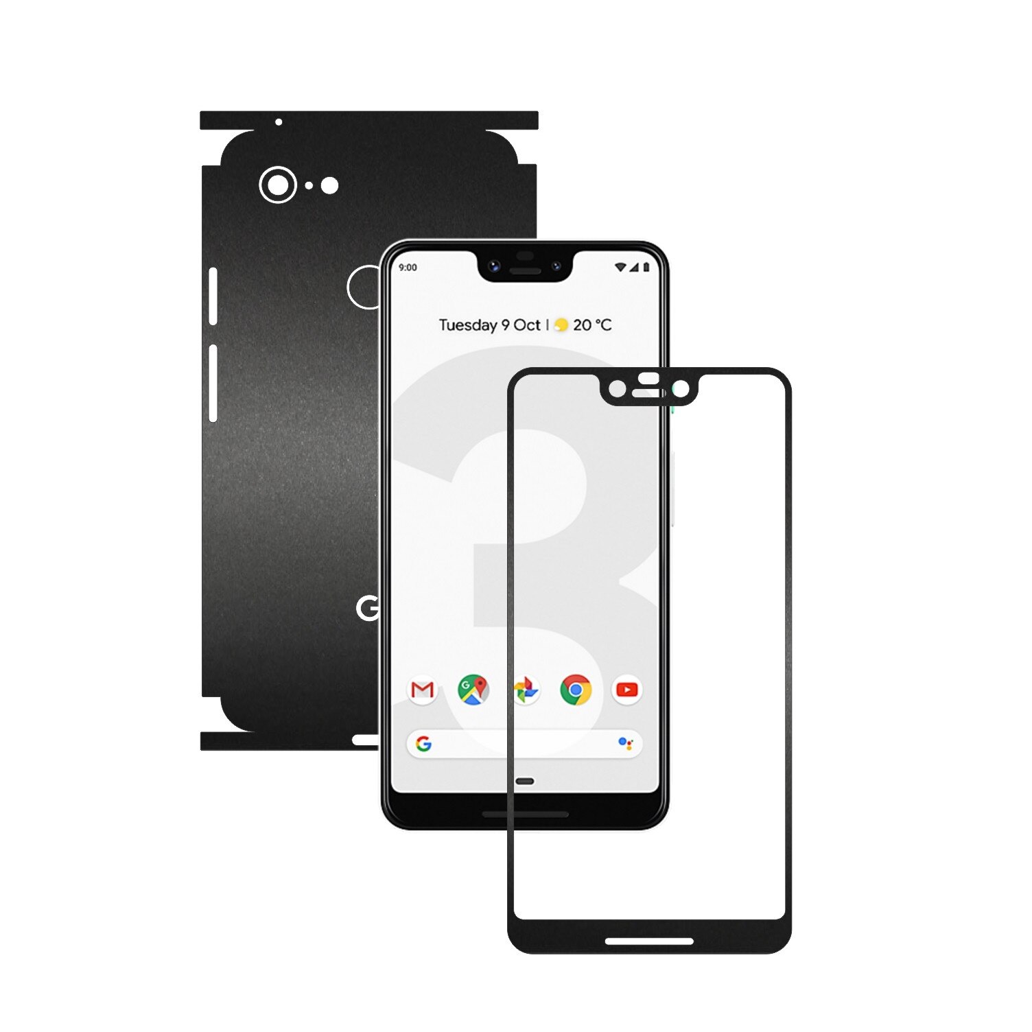 Folie Protectie Carbon Skinz pentru Google Pixel 3 XL - Negru Mat 360 Cut, Skin Adeziv Full Body Cover pentru Rama Ecran, Carcasa Spate si Laterale