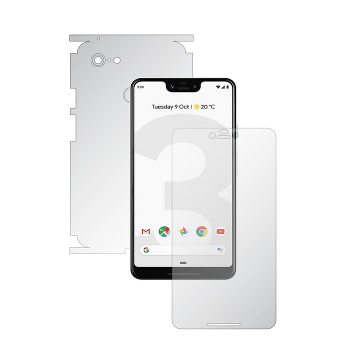 Full Body Invisible Skinz HD film a Google Pixel 3 XL telefonhoz – Ultra-átlátszó szilikon védőfólia 360 fokban vágott képernyővel, hátul és oldalsó borítással, átlátszó tapadó bőrrel, széltől szélig tartó borítással