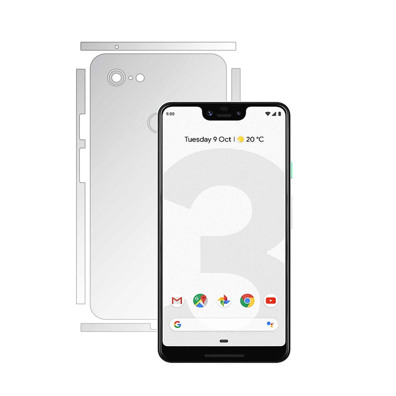 Folie Protectie spate Invisible Skinz HD pentru Google Pixel 3 XL - Folie Siliconica Ultra-Clear cu taiere Split Cut pentru Carcasa Spate si Laterale, Skin Adeziv Transparent, Edge to Edge Full Case Cover