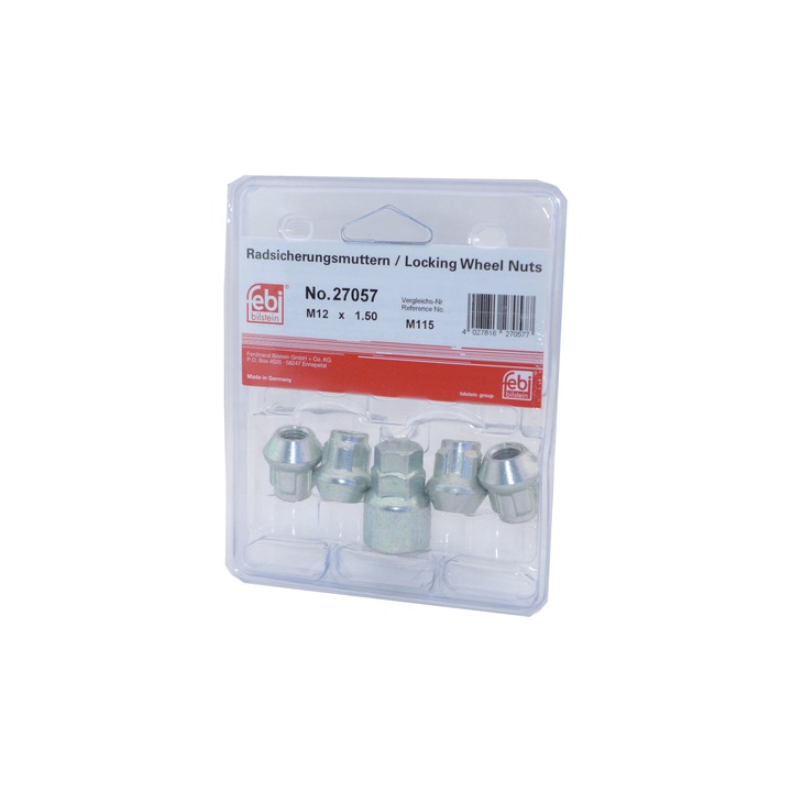 Set piulite antifurt rotii m12x1,5 deschidere cheie de 17