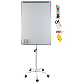 Flipchart magnetic cu rotile A+, 70×100 cm + accesorii -1 set markere, burete, spray, magneti Flipchart magnetic cu rotile A+, 70×100 cm + accesorii -1 set markere, burete, spray, magneti