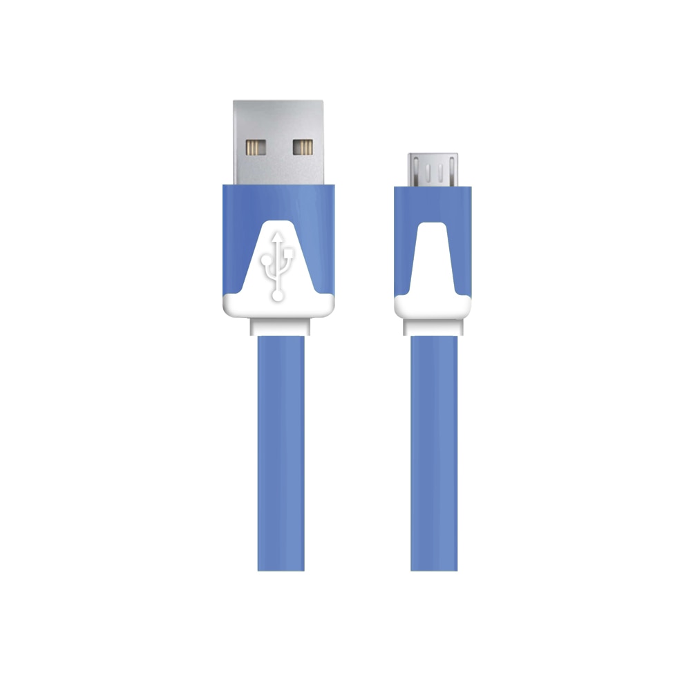 Cablu plat USB 2.0 tata la microUSB tata, Esperanza, lungime 1 metru, albastru