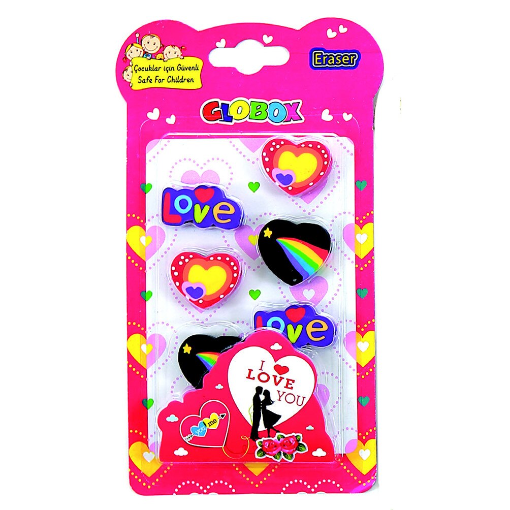 Set 6 radiere GLOBOX 3D LOVE Multicolor