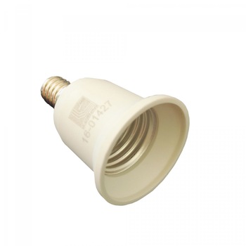 Adaptor dulie E14 - E27, metal si plastic, culoare alb Adaptor dulie E14 - E27, metal si plastic, culoare alb