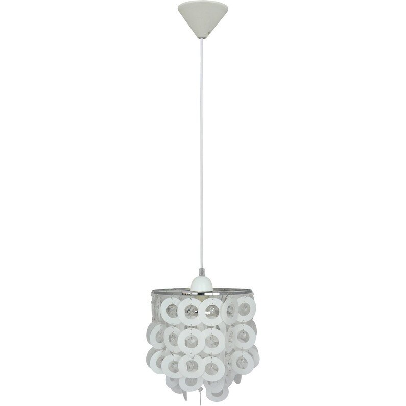 Corp suspendat E27, 60W, plastic alb, diametru 25 cm 