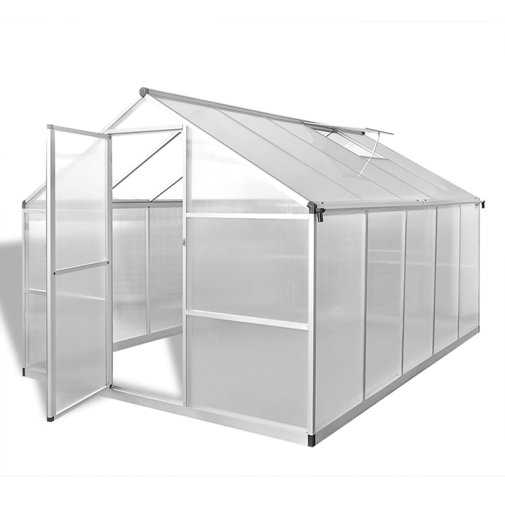 Sera din aluminiu ranforsat, cu cadru la baza, vidaXL, Transparent, 7.55 m²
