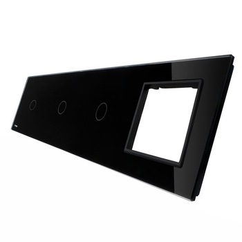 Panou intrerupator simplu+simplu+simplu cu touch + priza LIVOLO din sticla, Negru Panou intrerupator simplu+simplu+simplu cu touch + priza LIVOLO din sticla, Negru