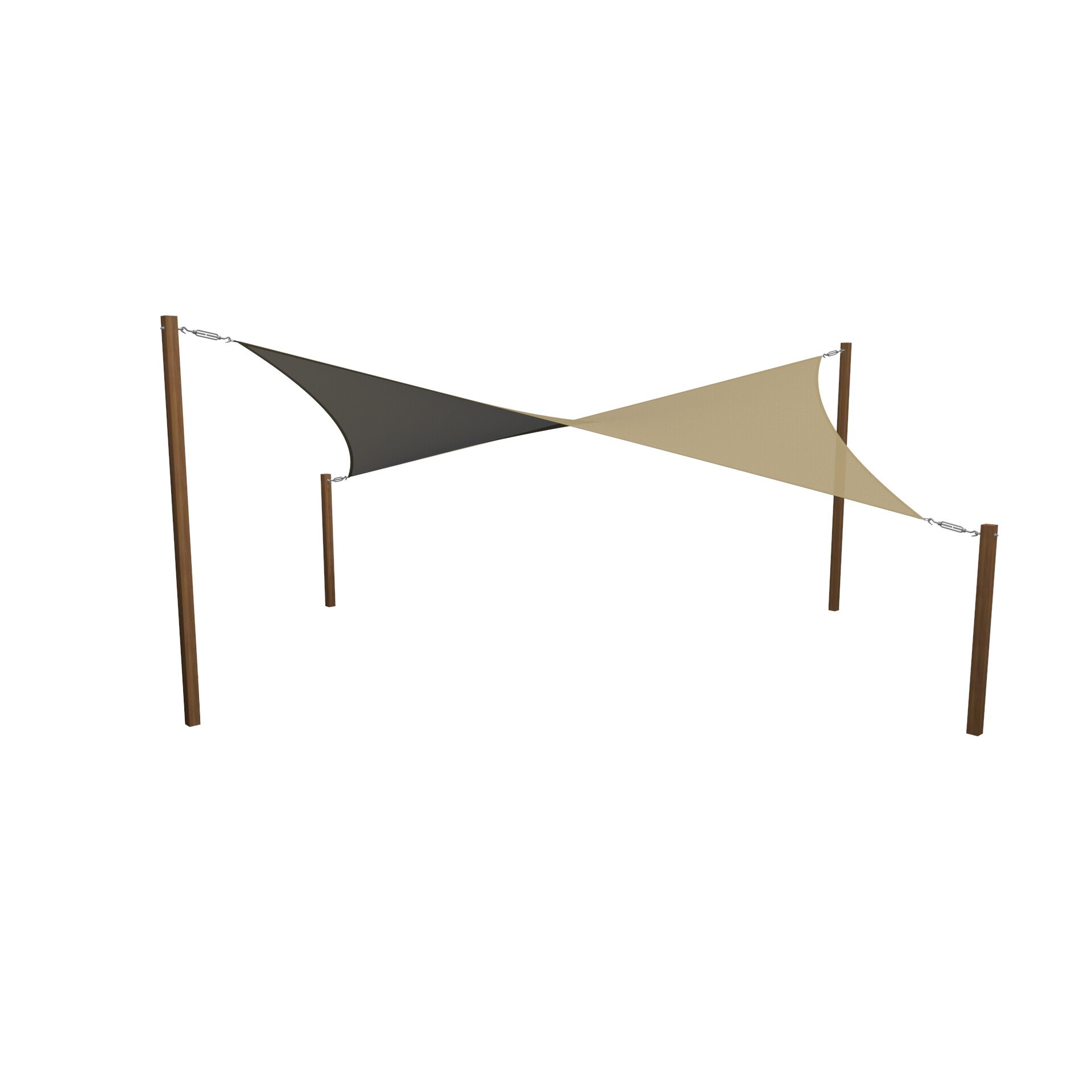 Prelata soare / vela umbrire dreptunghiulara 5.0 x 6.0 m, 320gsm, bej, permeabila