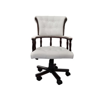 Scaun de birou, pivotant, Chesterfield Captains, vidaXL, Alb, 62 x 50 x (96 - 104) cm Scaun de birou, pivotant, Chesterfield Captains, vidaXL, Alb, 62 x 50 x (96 - 104) cm