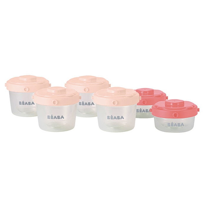 Recipient stocare hrana Beaba, 2x60 ml, 4x120 ml, Roz