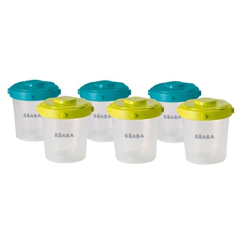 Recipient stocare hrana Beaba, 200 ml, 6 buc, Turcoaz/Verde Recipient stocare hrana Beaba, 200 ml, 6 buc, Turcoaz/Verde