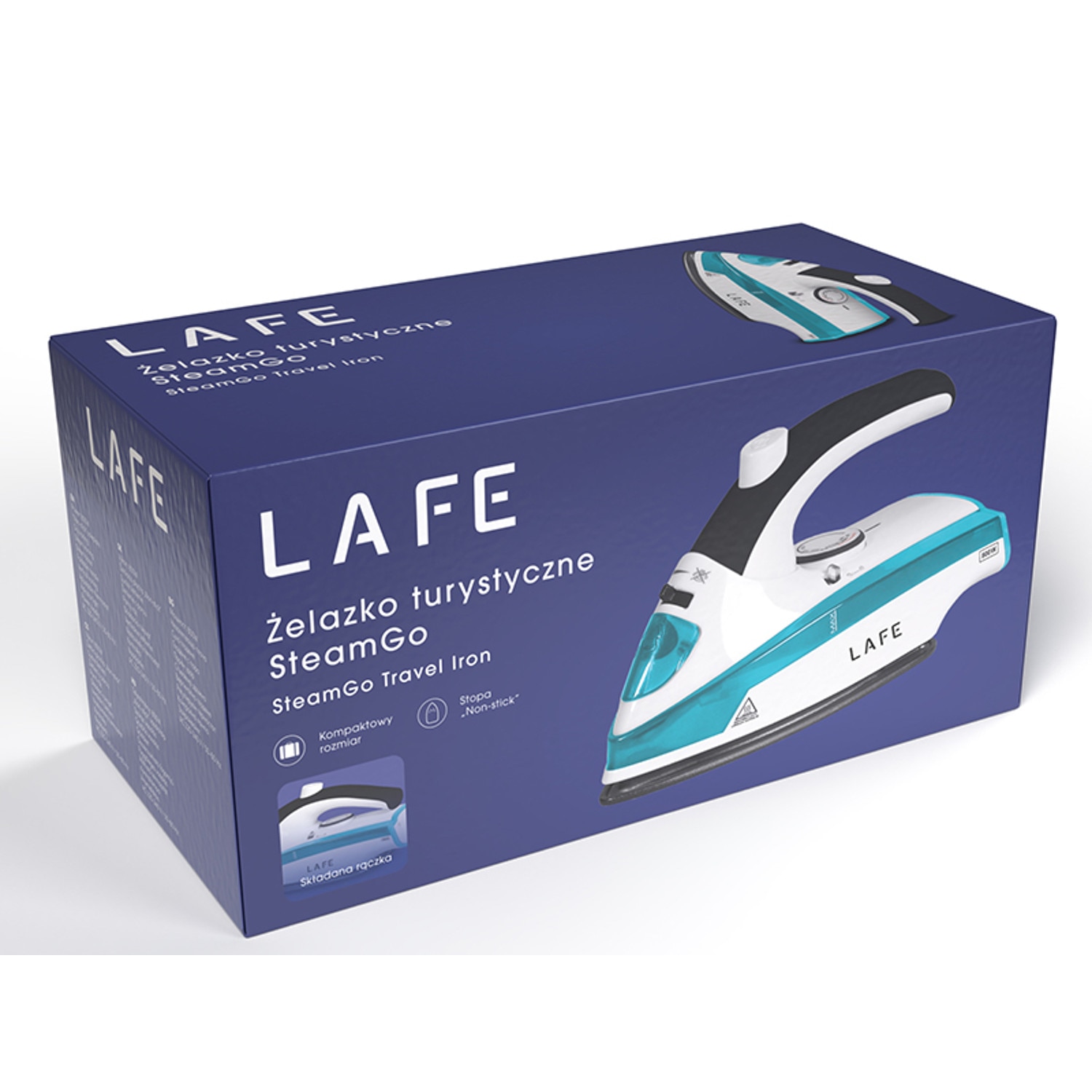 Fier de calcat portabil Lafe, 800W, functie de abur, talpa teflonata, maner pliabil