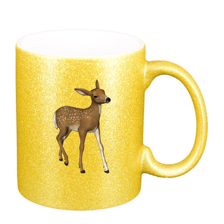 Bögre "Deer", arany gyöngy csillogó, 330ml, D448