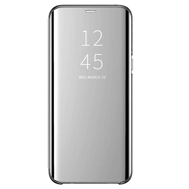 Husa de protectie pentru Samsung Galaxy J6 2018 Sigma Clear View Smart Flip Argintiu