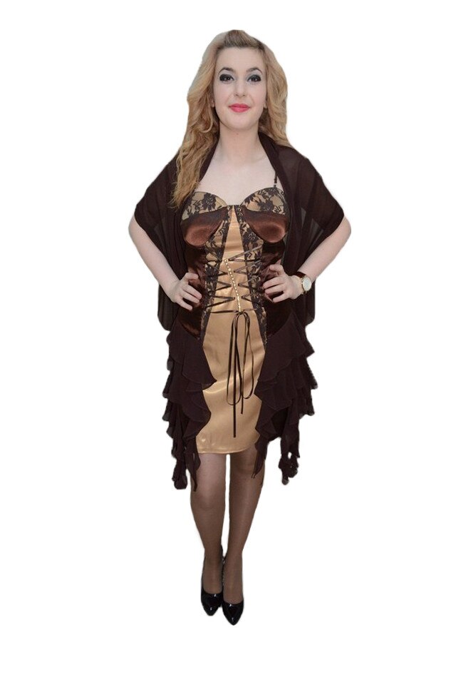 Rochie trendy cu design deosebit aplicat, D&J Exclusive, Maro