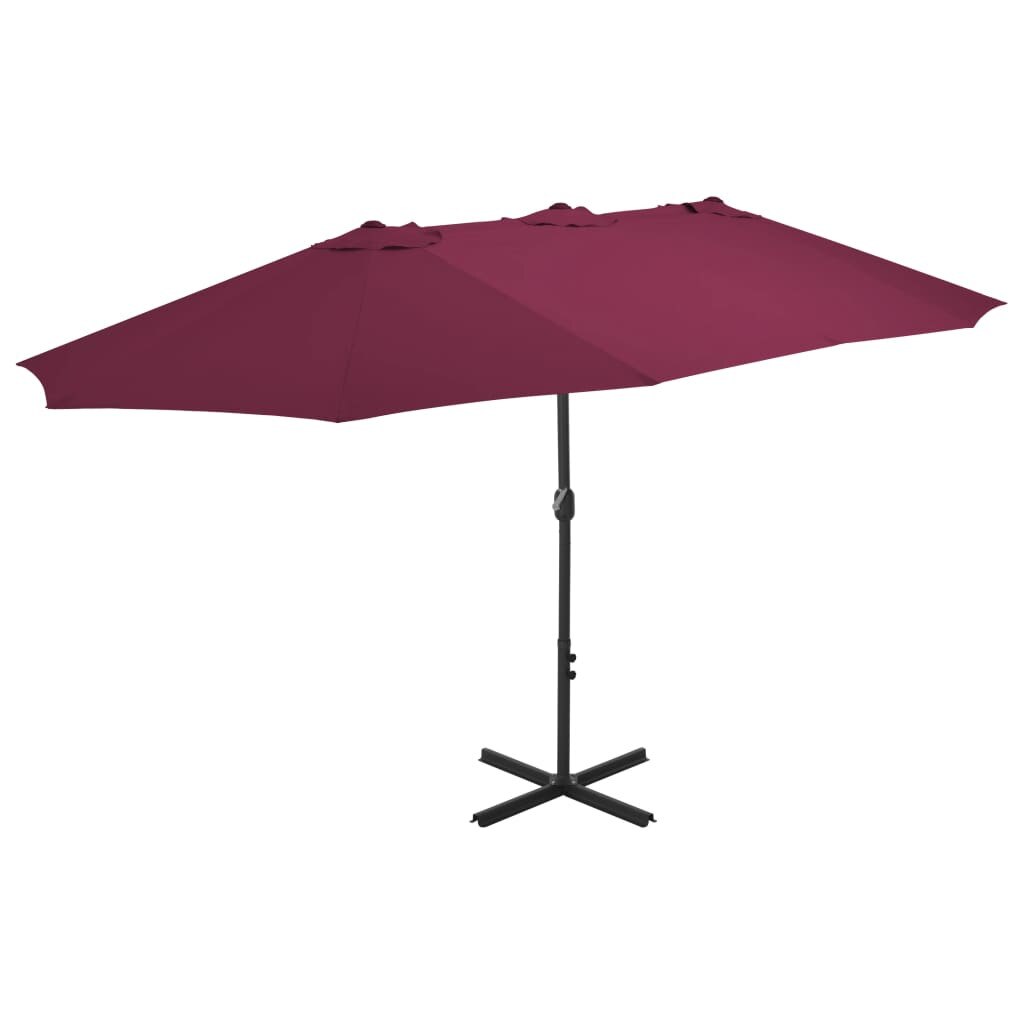 Umbrela de exterior, cadru din aluminiu, vidaXL, Tesatura, 460 x 270 cm, Rosu