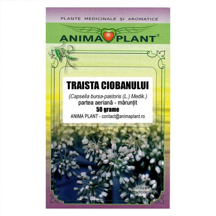 Traista ciobanului, Capsella bursa-pastoris, maruntit, planta pentru ceai, Anima Plant, 50 g