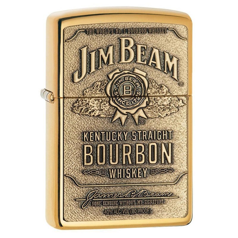 Bricheta Zippo High Polish Solid Brass Jim Beam