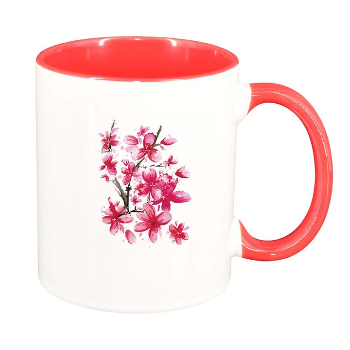 Cana "Flowering Tree", interior rosu-inchis, 330ml, D465