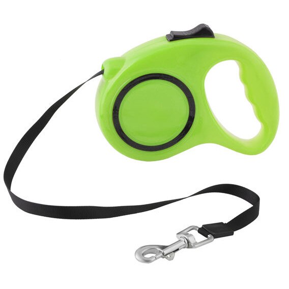 Lesa Retractabila 5m, Pentru Caini Cu Greutatea De Pana La 11KG, Design Modern, verde