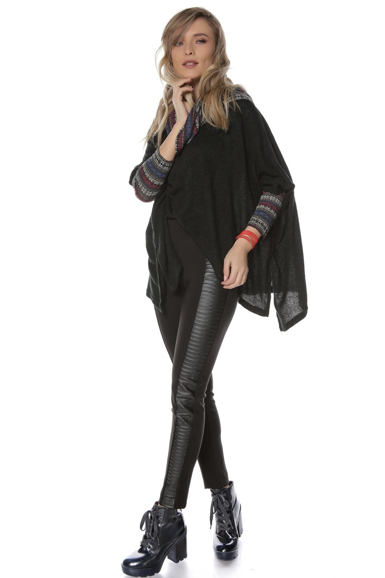 Colanti negri, ROH, cu aplicatie din piele , S-M