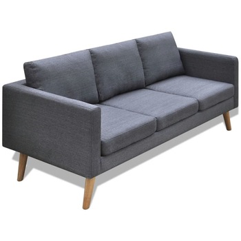 Canapea cu 3 locuri, vidaXL, tapiterie material textil, gri inchis, 168 x 70 x 73 cm Canapea cu 3 locuri, vidaXL, tapiterie material textil, gri inchis, 168 x 70 x 73 cm