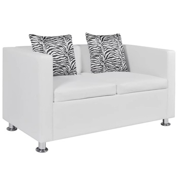 Canapea cu 2 locuri, vidaXL, tapiterie piele artificiala, alb, 120 x 62,5 x 63 cm Canapea cu 2 locuri, vidaXL, tapiterie piele artificiala, alb, 120 x 62,5 x 63 cm