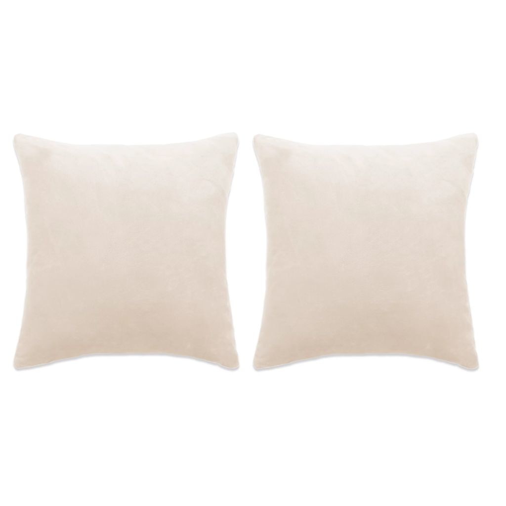 Set de 2 perne decorative, vidaXL, Velur, 45 x 45 cm, Alb