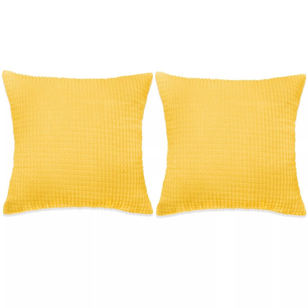 Set de 2 perne decorative, vidaXL, Velur cu model patratele, 60 x 60 cm, Galben