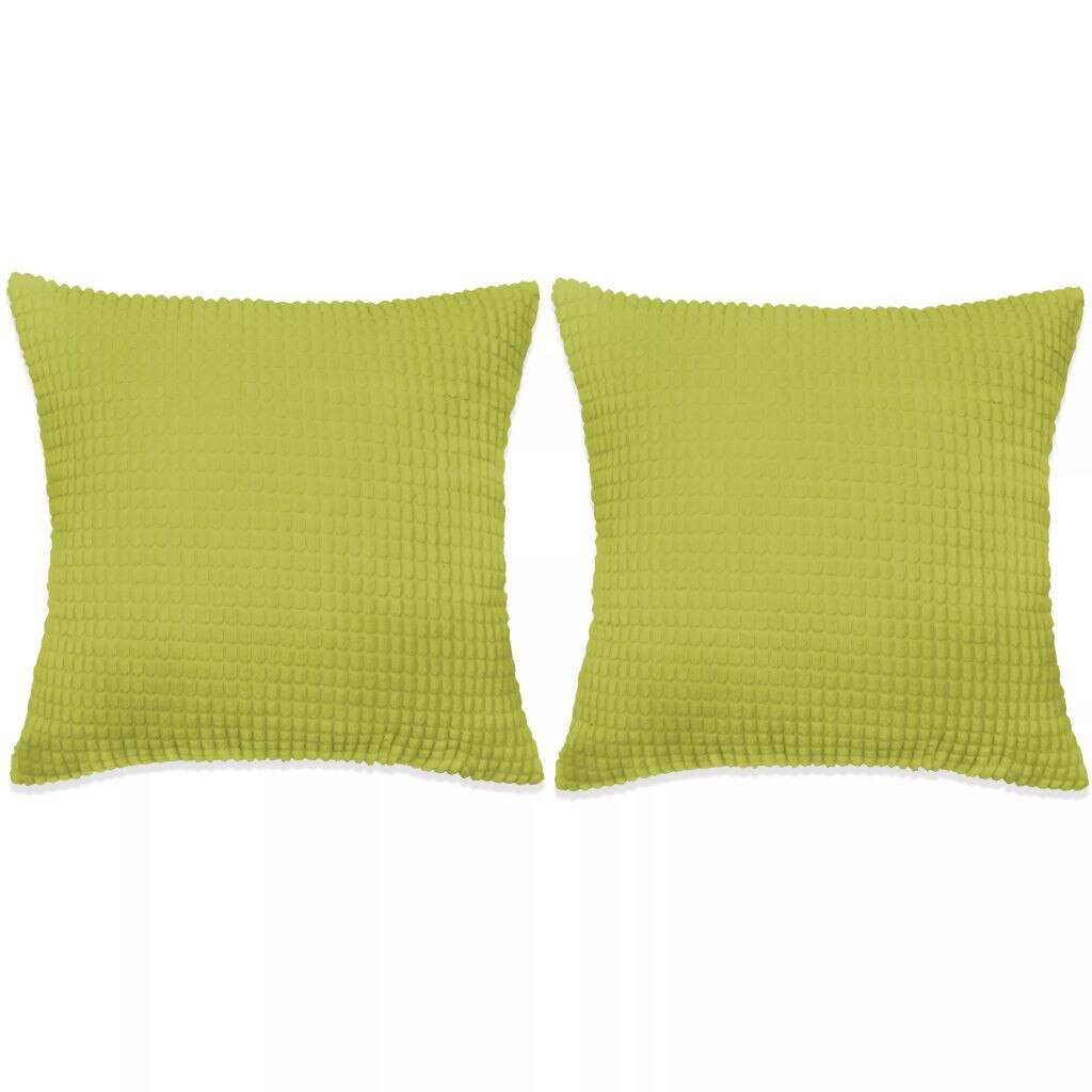 Set de 2 perne decorative, vidaXL, Velur cu model patratele, 45 x 45 cm, Verde