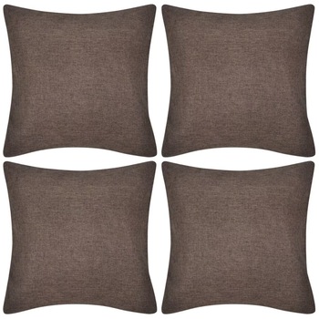 Set de 4 huse pentru perne decorative, vidaXL, In, 80 x 80 cm, Maro inchis Set de 4 huse pentru perne decorative, vidaXL, In, 80 x 80 cm, Maro inchis