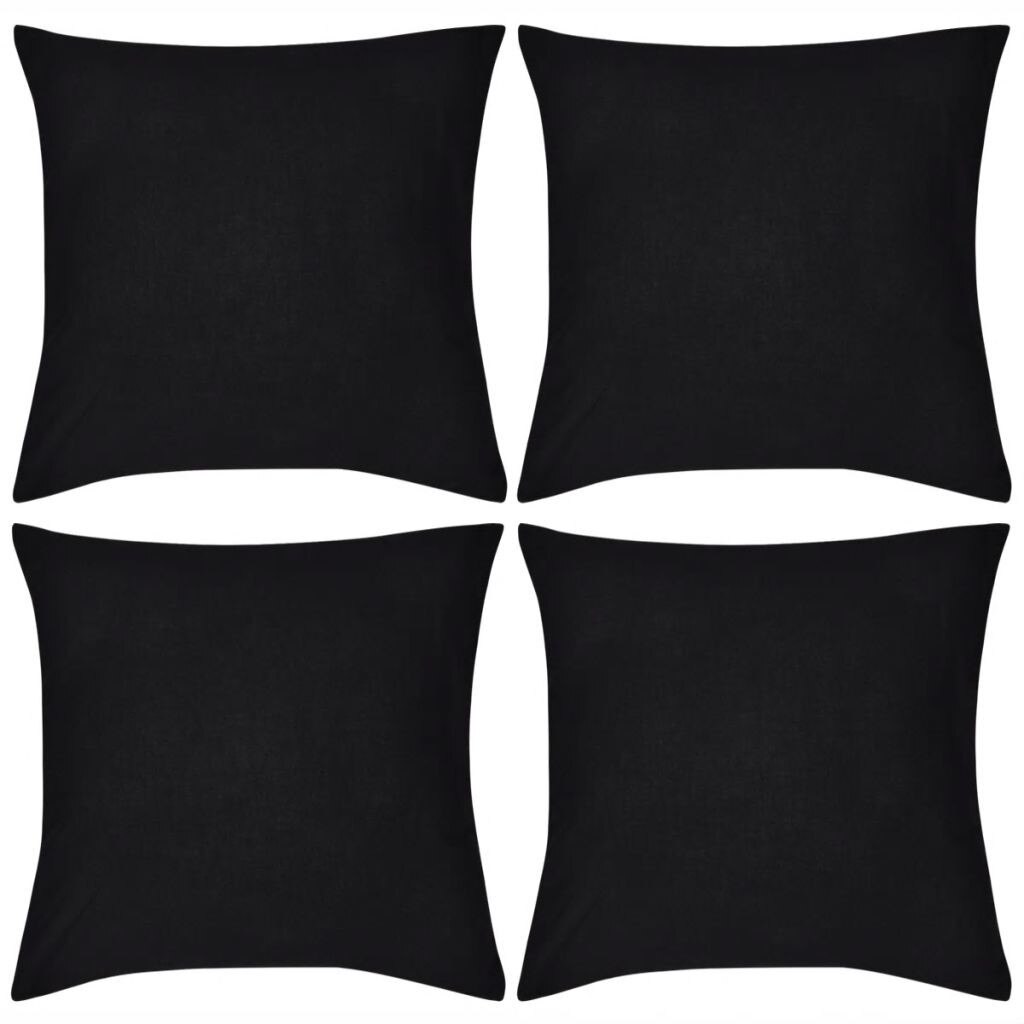Set de 4 huse pentru perne decorative, vidaXL, Bumbac, 40 x 40 cm, Negru