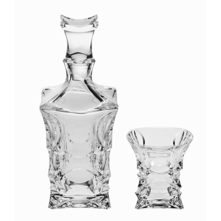 Set 6 pahare si Sticla Whisky XLADY - Cristal Bohemia