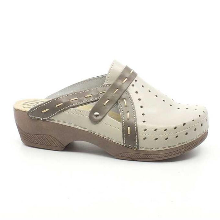 Saboti medicali dama din piele naturala Ledi cu talpa si toc gros M9