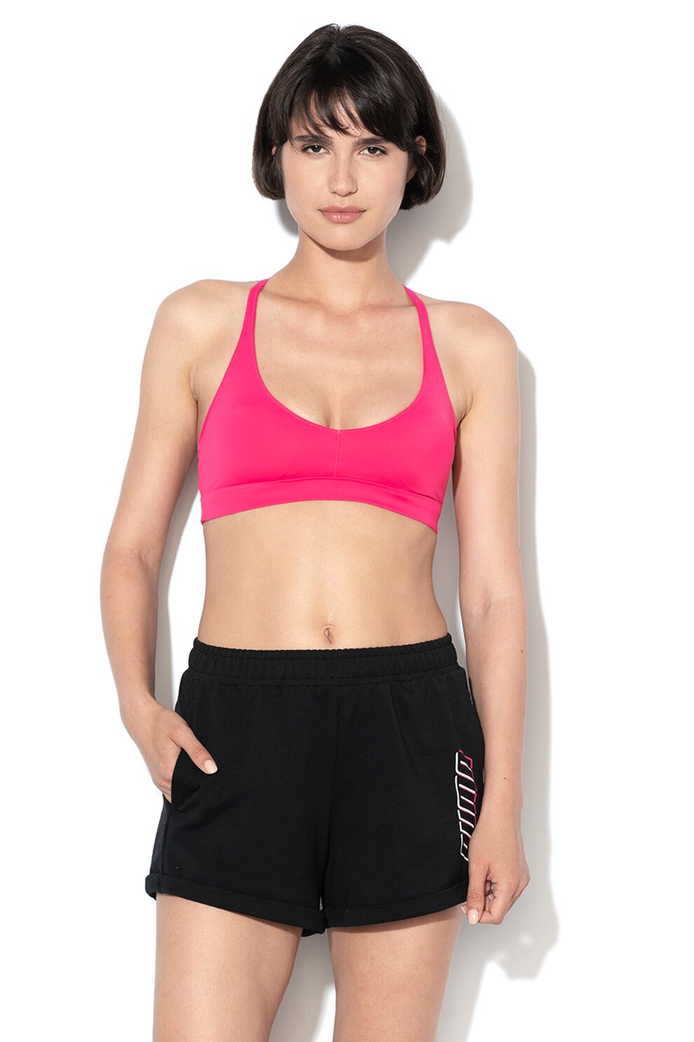 Puma, Sutien cu burete detasabil, pentru fitness Sportlite, Fucsia