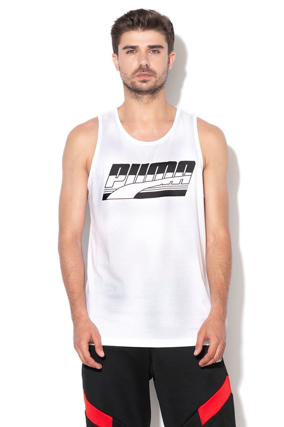 Puma, Top regular fit pentru fitness, Alb/Negru